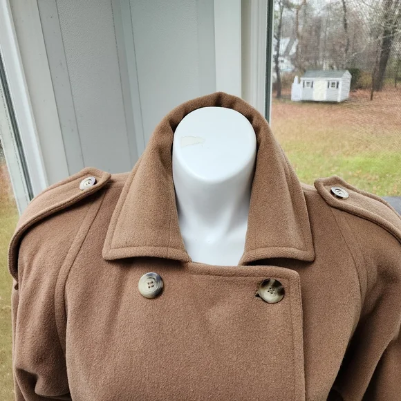 Vintage DonnyBrook Tan Camel Double Breasted Wool Belted Coat Size 14 - Picture 5 of 12